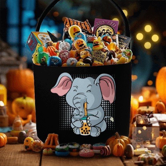 Elephant Bubble Tea Zookeeper Gift Fabric Baskets