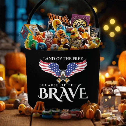 Land Of The Free Because Of The Brave Patriot USA Fabric Baskets
