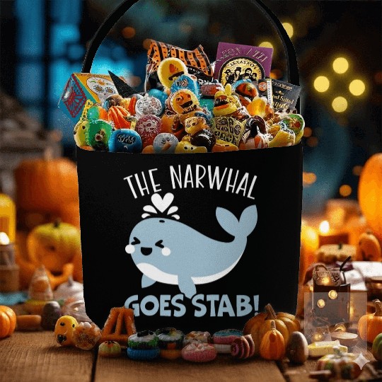 The Narwhal Goes Stab Unicorn Of The Sea Narwhale Fabric Baskets