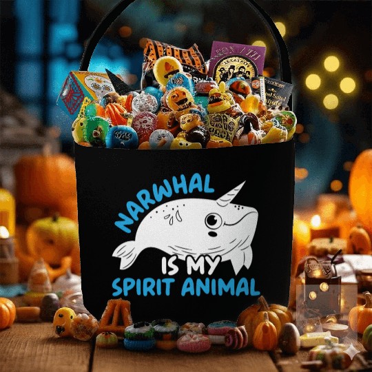 Narwhal Is My Spirit Animal Unicorn Of The Sea Fabric Baskets