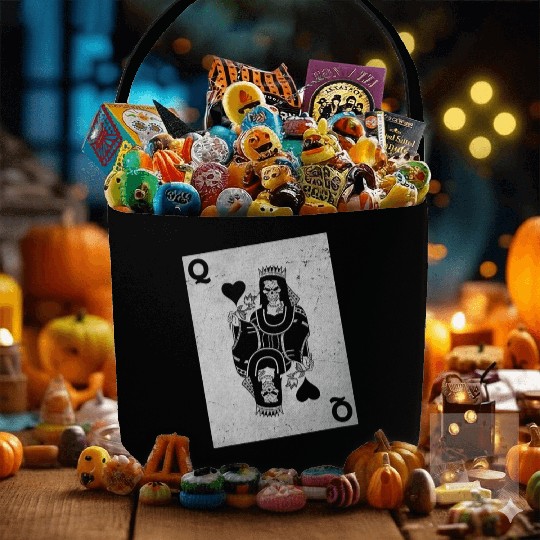 Womens Skeleton Queen Playing Card Gambling Hallow Fabric Baskets