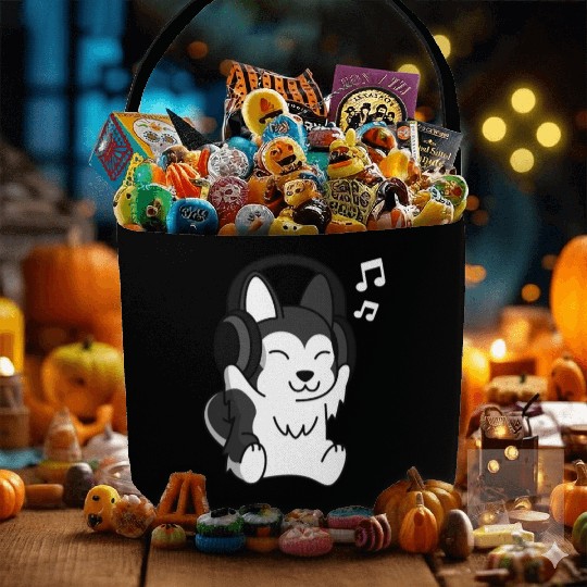 Music Lover Husky Fabric Baskets