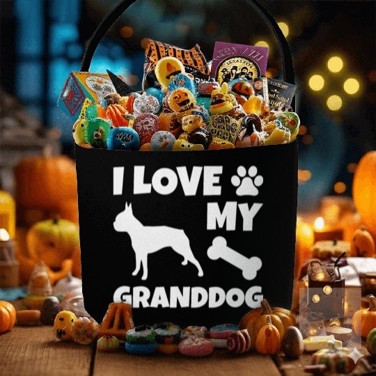I Love My Granddog Boston Terrier Fabric Baskets