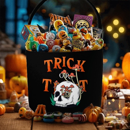 Trick or Treat People With Kindness Skeleton Hallo Fabric Baskets