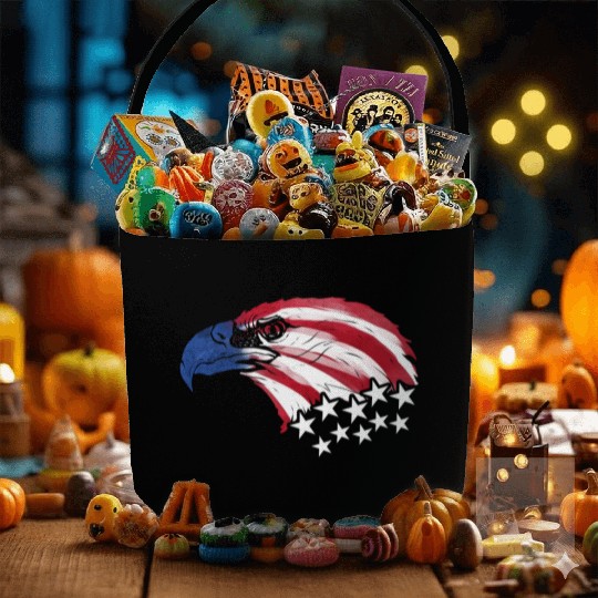 Bald Eagle US Flag Colors Patriotic 4th Of July Fabric Baskets