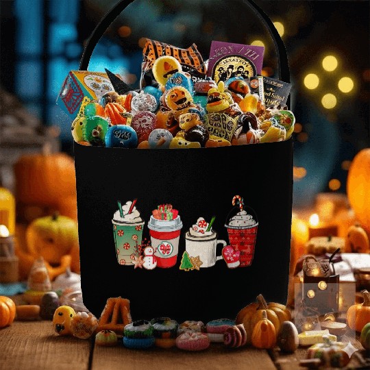 Merry Christmas Coffee Snowman Latte Peppermint Fabric Baskets