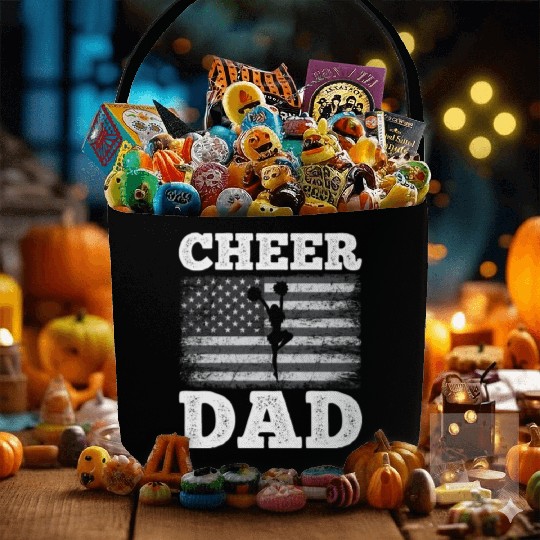 Cheer Dad American Flag Vintage Funny Cheerleader Fabric Baskets