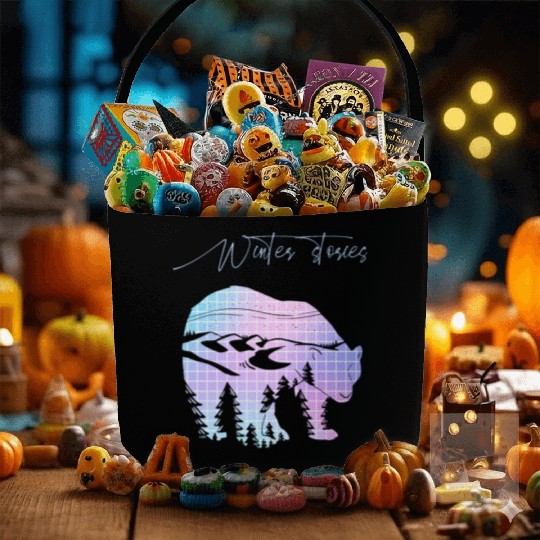 Winter stories Bear Trees Pastel Rainbow Fabric Baskets