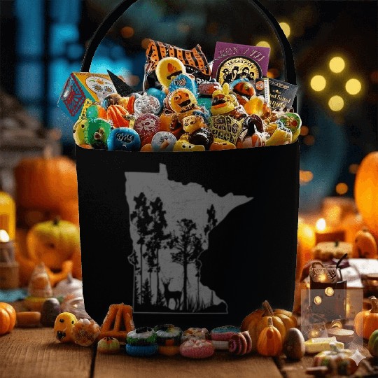 Proud Minnesota Deer Hunter State Map Outline Fabric Baskets