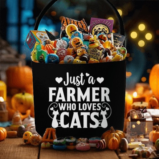 Just a Farmer Who Loves Cat Lover Cat Owner Gift Fabric Baskets