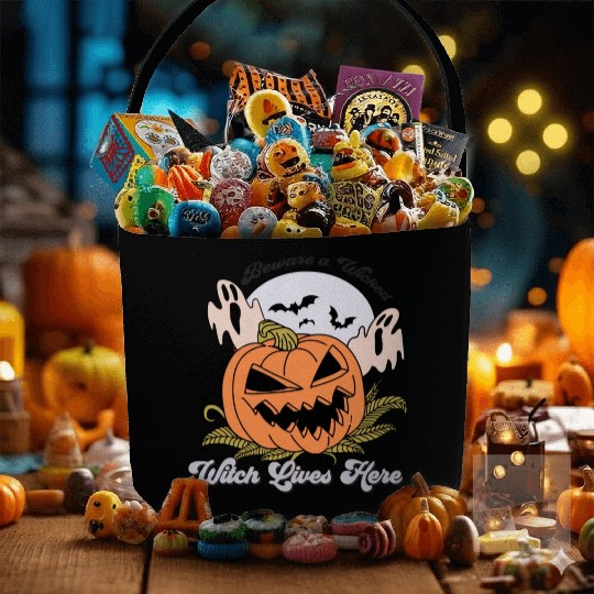 Beware a Wicked Witch Lives Here Fabric Baskets