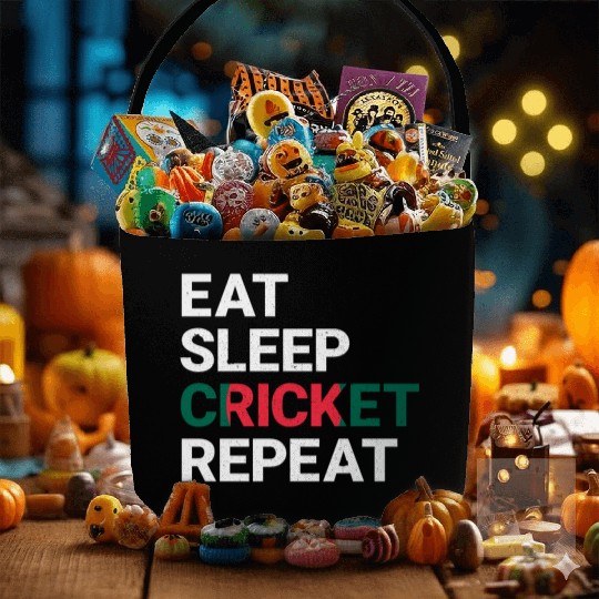 Eat Sleep Cricket Repeat BD Flag Sports Gift Fabric Baskets