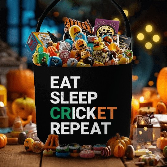 Eat Sleep Cricket Repeat Ireland Flag Sports Gift Fabric Baskets