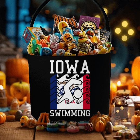 Iowa Flag Swimming Team Swim Swimmer US State Fabric Baskets