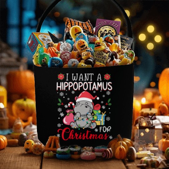 I Want A Hippopotamus For Christmas Xmas Hippo Paj Fabric Baskets