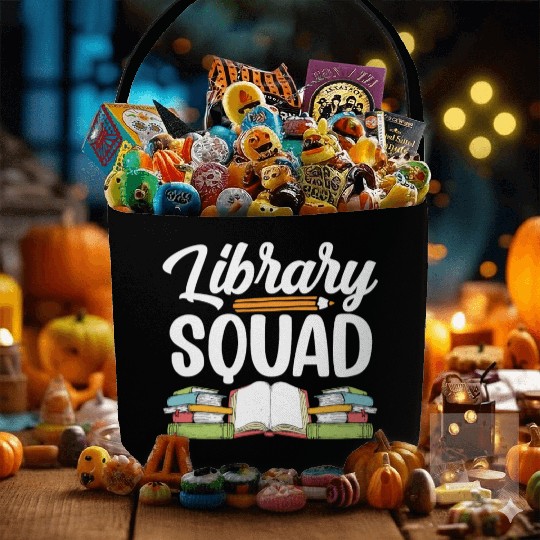 Library Squad Librarian Books Lover Sayings Fabric Baskets