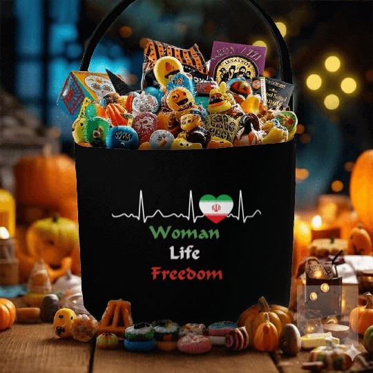 Iran - heartbeat, heart line, woman, life, freedom Fabric Baskets