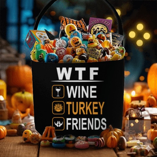 wtf wine turkey friends Fabric Baskets