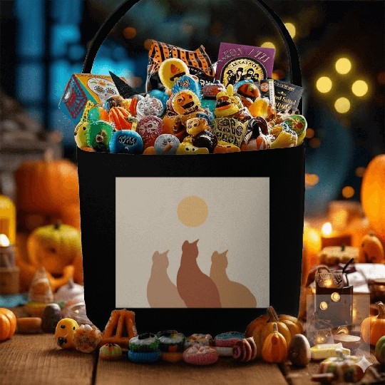 Abstract Boho Cats Relaxed Aesthetic Beige Minimal Fabric Baskets