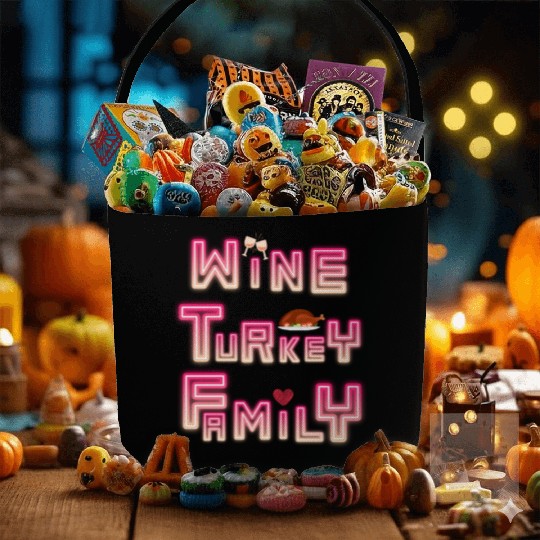 Wine Turkey Family Thanksgiving, WTF Thanksgiving Fabric Baskets