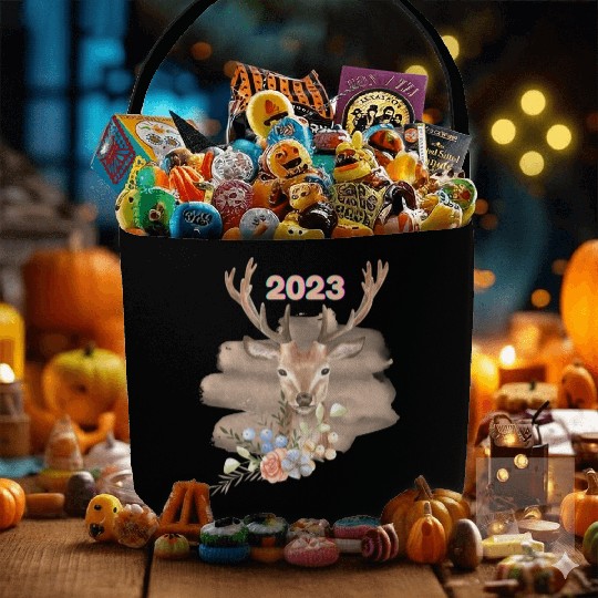 Brown Beige Watercolor Illustrated Deer Fabric Baskets