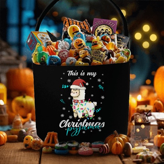 Winter Christmas Pyjama Llama Fabric Baskets