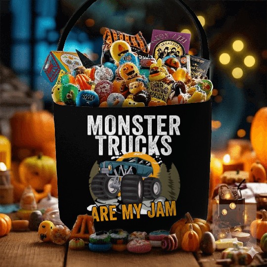 Monster Trucks Are My Jam Vintage Retro Fabric Baskets