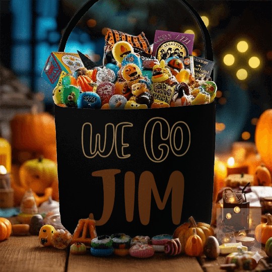 we go Jim, gym funny with brown text Fabric Baskets