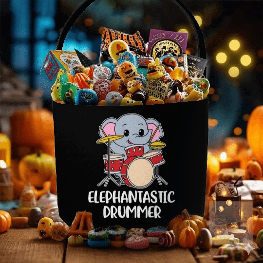 Elephant Drummer Funny Elephant Gift Fabric Baskets