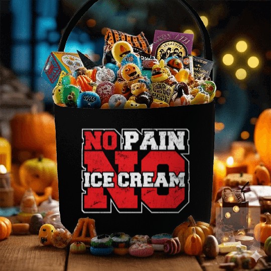 No Pain No Ice Cream Funny Gym Saying Fitness Card Fabric Baskets
