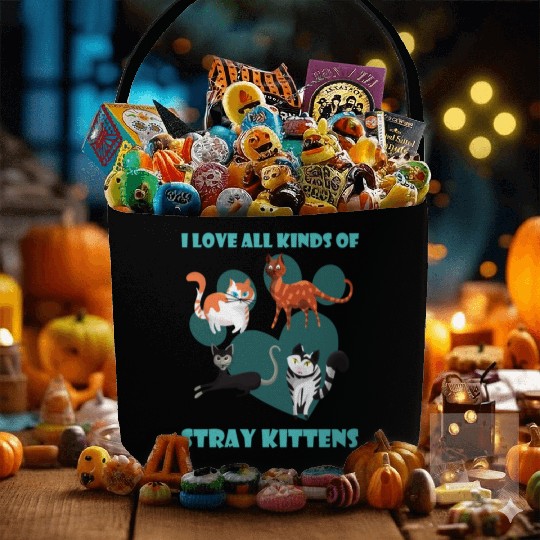 I love all kinds of stray cats stray kitten rescue Fabric Baskets