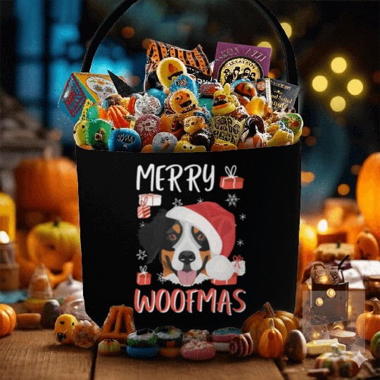 Bernese Mountain Dog Merry Christmas Fabric Baskets
