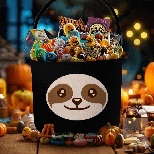 Round sloth face design Fabric Baskets