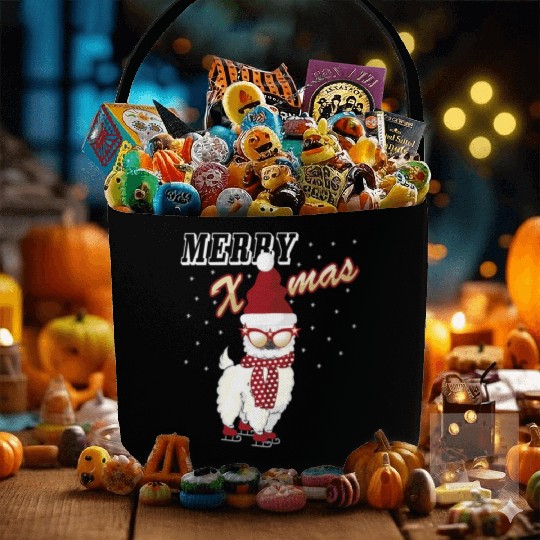 Merry Xmas christmas Alpaca Fabric Baskets