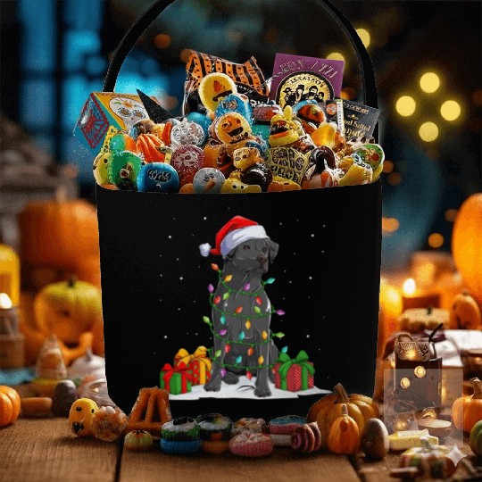 Black Lab Labrador Christmas Lights Pajama Dog Fabric Baskets