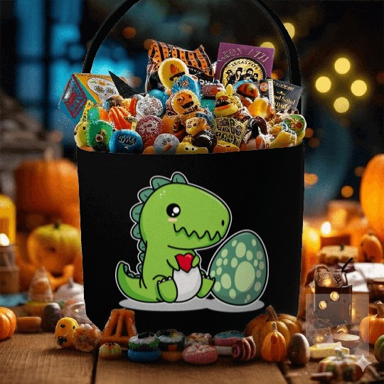 Big sister cute dino siblings boy girl heart love Fabric Baskets