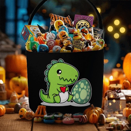 Big sister cute dino siblings boy girl heart love Fabric Baskets