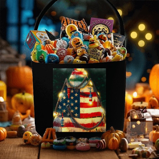 Patriotic Christmas Christmas Tree US Flag Fabric Baskets