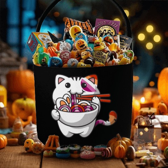 Lesbian Pride Gay Kawaii Cat Ramen Noodles Lesbian Fabric Baskets