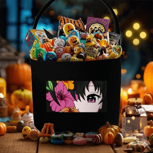 Bloomcore Aesthetic Anime Girl Eyes Flower Cottage Fabric Baskets