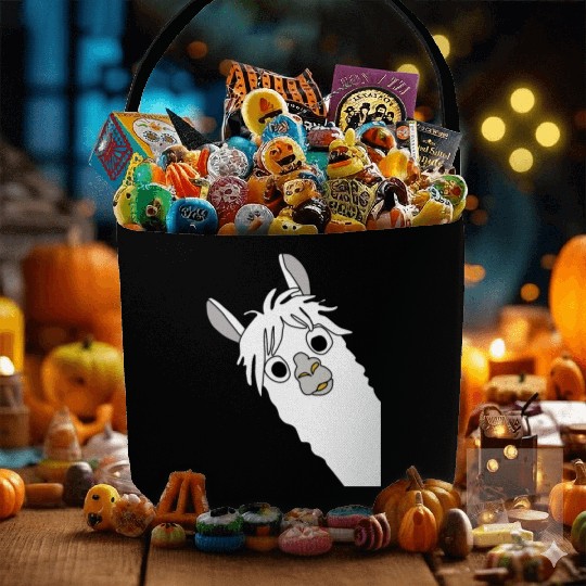 Laughing alpaca comic lama in white with big eyes Fabric Baskets