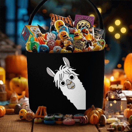 Laughing alpaca comic lama in white with big eyes Fabric Baskets