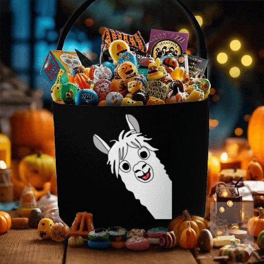 Laughing alpaca comic lama in white with big eyes Fabric Baskets