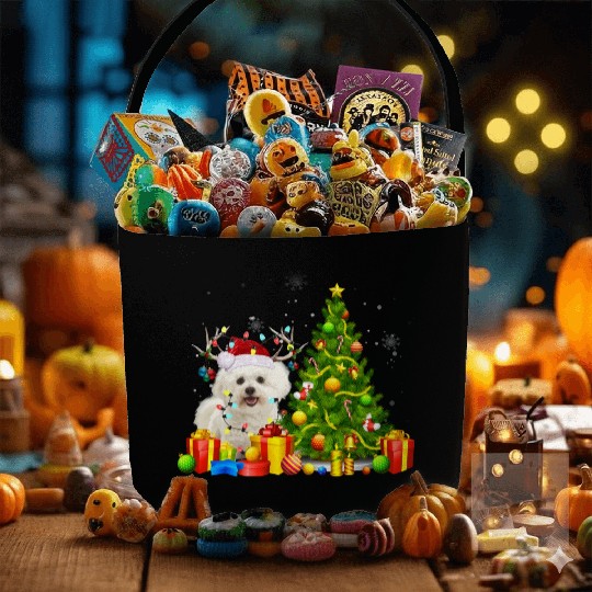 Bichon Frise Christmas Dog Lover Xmas Santa Fabric Baskets