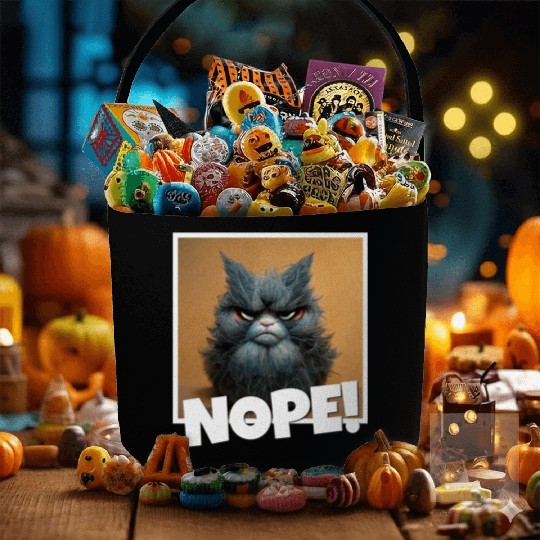3d cat grumpy Coffee I hate people good morning Fabric Baskets