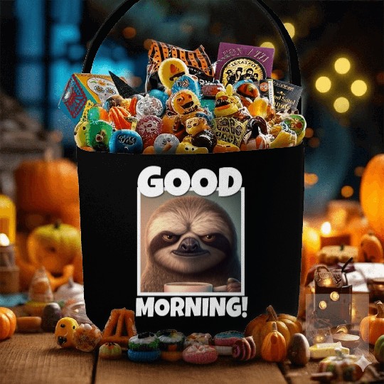 3d Sloth grumpy Coffee I hate people good morning Fabric Baskets