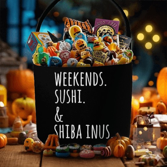 Weekends Sushi And Shiba Inus Fabric Baskets