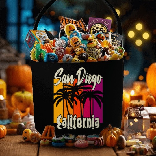 Vintage San Diego California Fabric Baskets