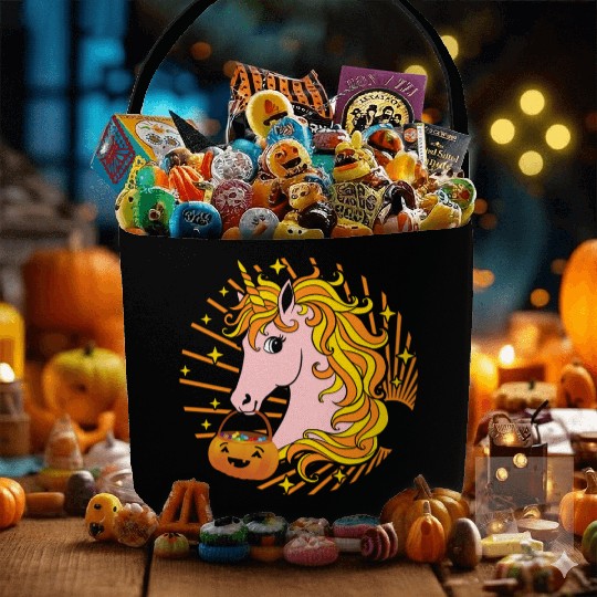 Halloween Fabric Baskets, Cute Candy Corn Unicorn Candy