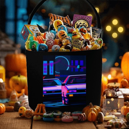 Vaporwave Car Synthwave City Fabric Baskets